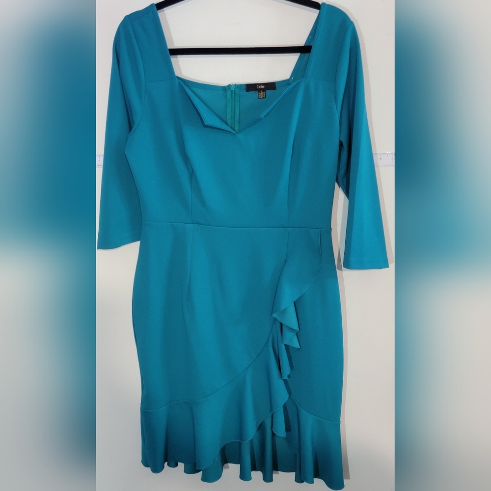Teal Ruffled Dress Size Large 12/14